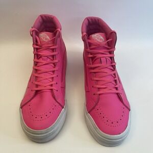 Vans Sk8-Hi Slim‎ Neon Pink Womens 6.5 (Mens 5) Athletic LEATHER Shoes Sneakers